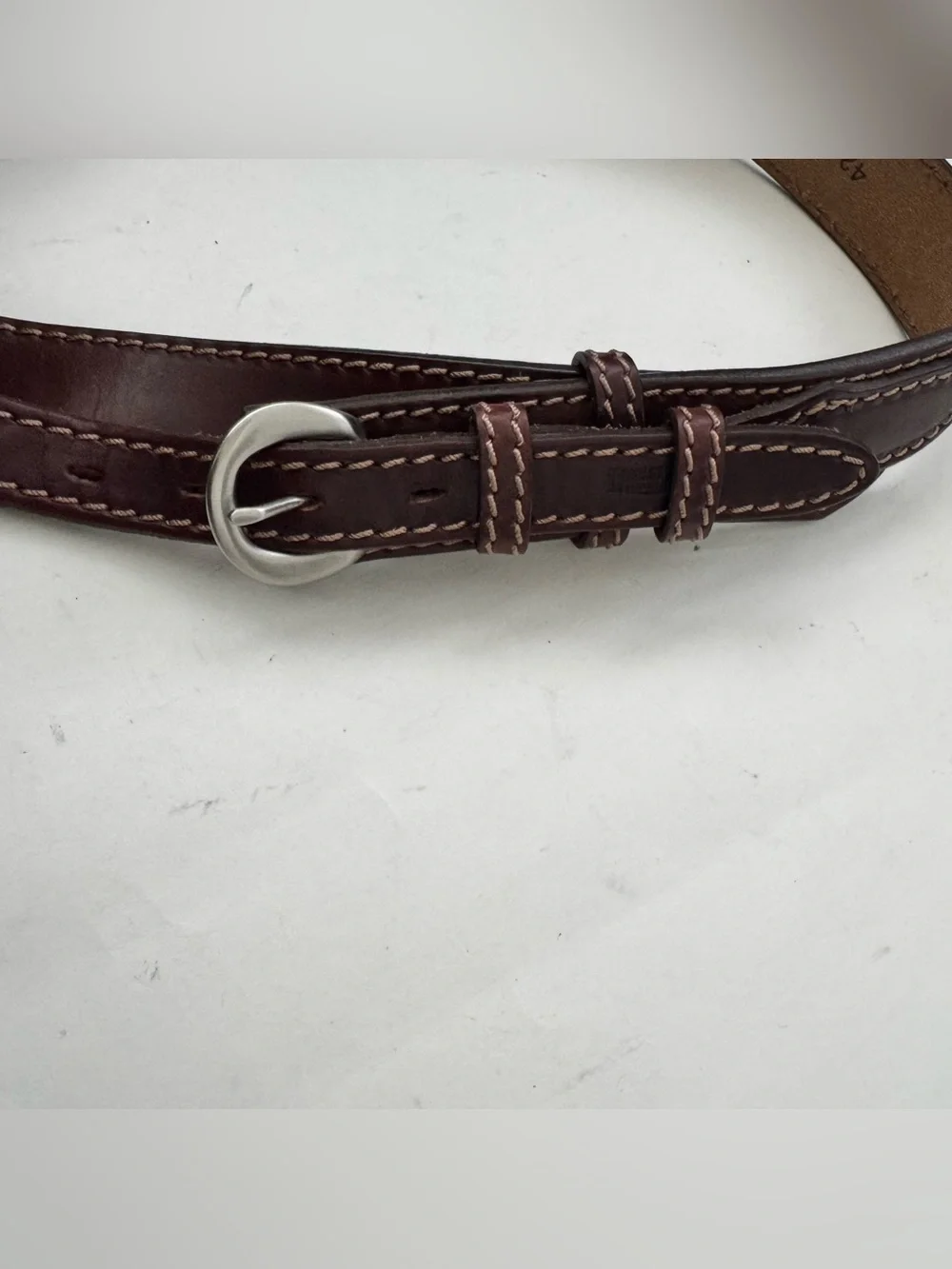 Duluth Trading Ranger Leather Belt Mens 42 Brown Western Contrast Stitch 90013